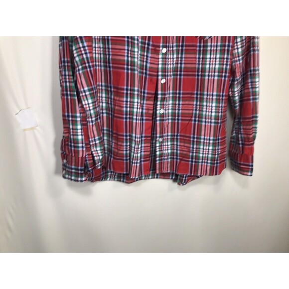 Crown & Ivy top large Red plaid womens button up cotton casual - Picture 2 of 7